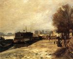 Ренуар Лодка-прачечная на береге Сены недалеко от Парижа 1873г
