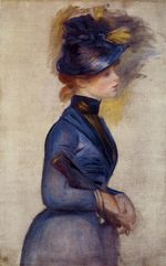 Ренуар Молодая женщина в голубом 1877г