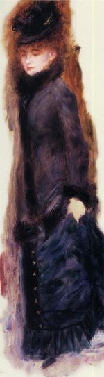 Ренуар Молодая женщина придерживает свою юбку 1877г