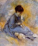 Ренуар Молодая женщина с собакой 1876г