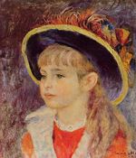 Ренуар Девушка в синей шляпке 1881г