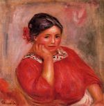 Ренуар Габриэль в красном платье 1896г