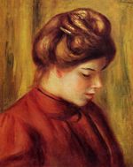 Ренуар Профиль женщины в красной блузе 1897г