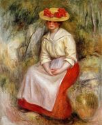 Ренуар Габриэль в соломенной шляпе 1900г