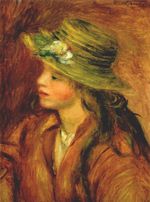 Ренуар Девушка в соломенной шляпе 1908г