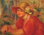 Ренуар Женщина в шляпе с цветами 1917г